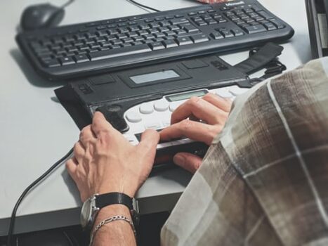 person at keyboard